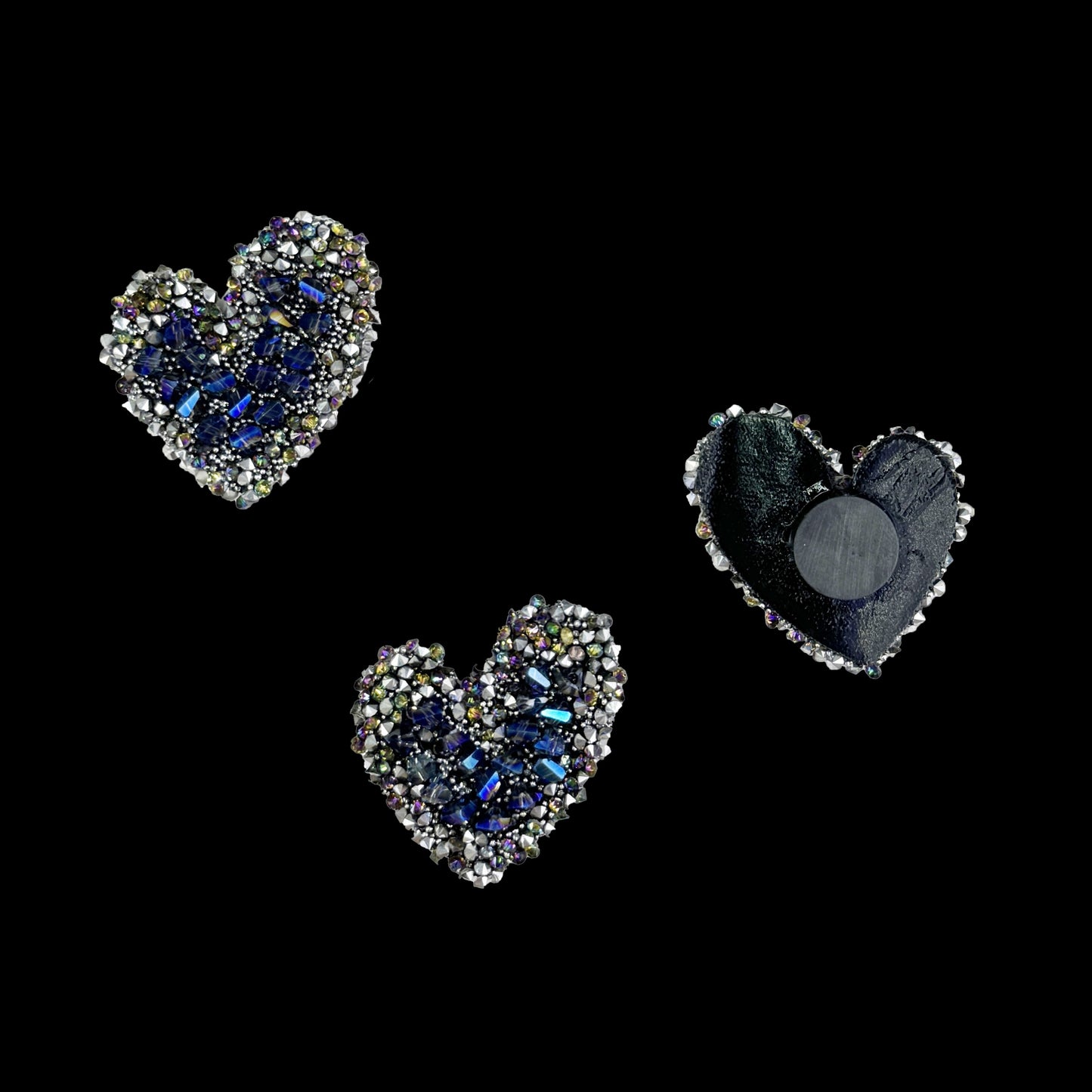 Sparkling Blue Heart Fridge Magnets | Set of 3