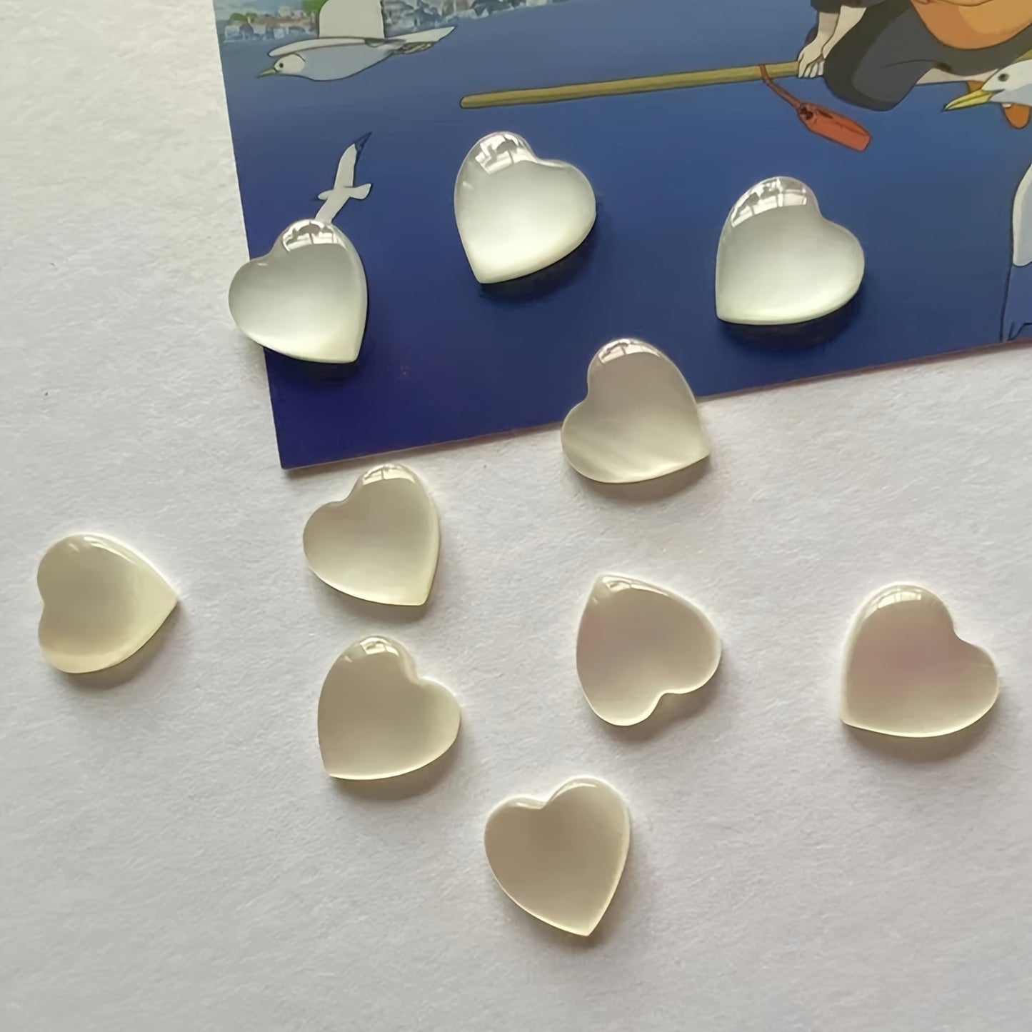 Pearly Heart-Shaped Fridge Magnets | Set of 5/10